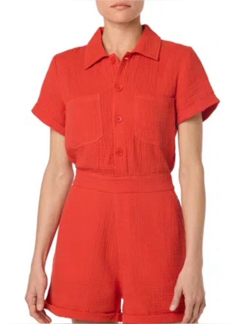 JOÉS JEANS - Gauze Short Romper in Valiant Poppy Red Size XS
